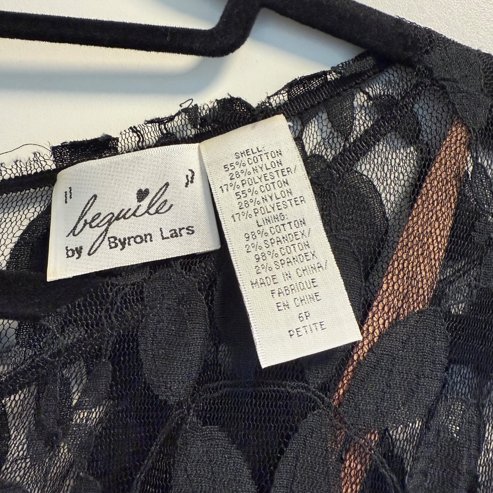 Byron Lars Beguile Carissima Black Lace Anthropologie Sheath Dress 6P - Picture 9 of 11